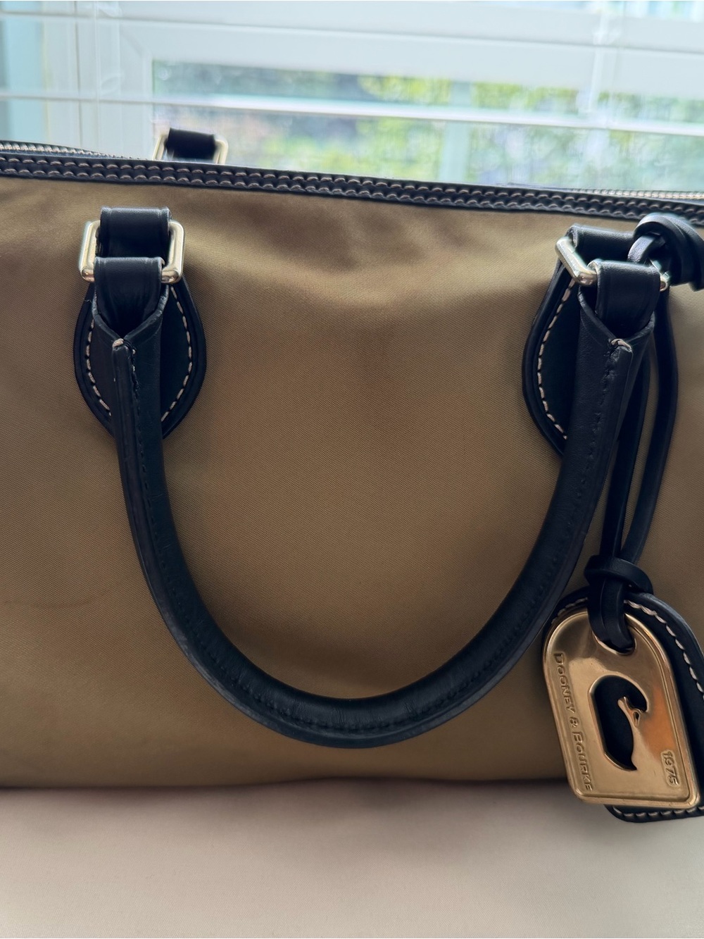 Dooney & Bourke Tan and Black Tote with Gold Hardware